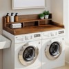 FONTOI Laundry Shelf Topper with Edge, Washer Dryer Countertop, Double Layer Organizer for Washer and Dryer Laundry Hamper, Walnut, 27.5"*12"*54" - 2 of 4