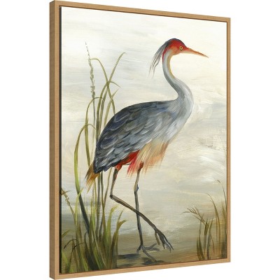 Grey Heron Canvas Wall Art with Maple Frame, 23" x 30"
