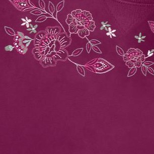 deep claret floral embroidery