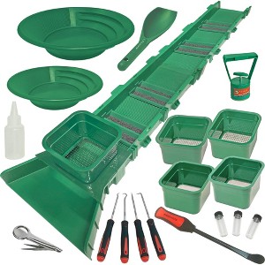 Sluice Box Compact Gold Panning Kit; portable sluice box and 5 classifier sifting pans; huntley spoon; paydirt scoop - 1 of 4