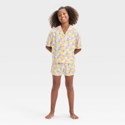 Girls' Short Sleeve Button-Up Pajama Set - art class™