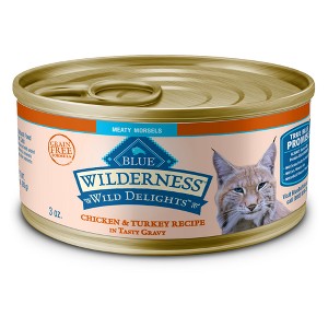 Blue Buffalo Wilderness Wild Delights High Protein Grain Free Natural Adult Meaty Morsels Wet Cat Food with Chicken & Turkey - 3oz - 1 of 4