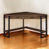 HomeRoots 42" Brown and Black Corner Computer Desk - 2 of 4