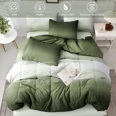 Der Rose BALHAM TRADE-7 Pieces King Comforter Set All Season Lightweight Gradient Dark Green Down Bedding Blue-Queen 90"x90" — фото 4
