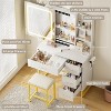 Acekool  Sliding Mirror Vanity Desk with Tri-Mode Mirror, Charging Station, Drawers & Stool for Bedroom - 4 of 4
