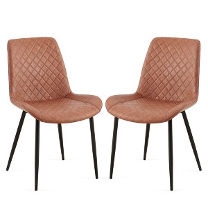NicBex Faux Leather Dining Chairs Set of 2,Upholstered Armless Kitchen Chairs with High Back and Metal Legs for Dining Room,Kitchen - 1 of 4