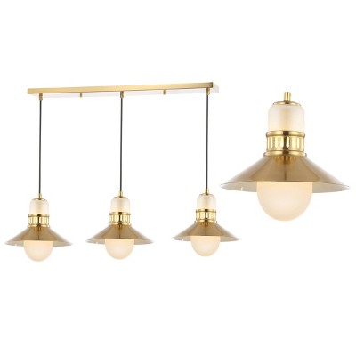 35" Adjustable Iron Colin Retro Hurricane Triple LED Pendant Brass and Gold - Jonathan Y