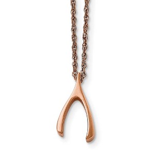Black Bow Jewelry Rose Gold Tone Plated Stainless Steel Wishbone Necklace, 16 Inch - 1 of 4