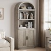 Bookcase 5 Shelf Arched Bookshelf 71.65in Tall Bookcase Farmhouse Display Storage Rack Wooden Bookshelves for Home Office, Living Room - 2 of 4