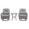 SKRAN Set of 3 Outdoor Patio Chairs, 360 Degree Swivel Rocker Patio Conversation Set with Thickened Cushions and Coffee Table for Backyard - 2 of 4