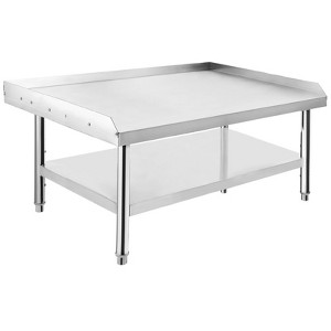 EliteEdge Stainless Steel Grill Stand Table, Adjustable Legs, Locking Casters, 3" Curved Edges, 60x30in, 1500lb Capacity, Commercial - 1 of 4