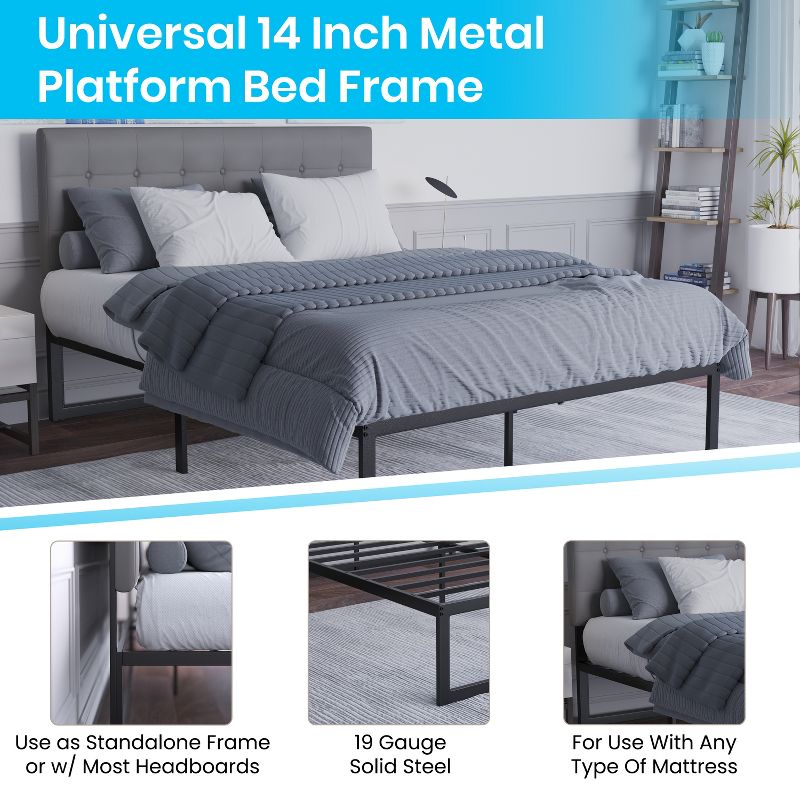 Emma and Oliver 14" Metal Platform Bed with Steel Slat Support and 12.5" of Underbed Storage - No Box Spring or Foundation Required, 5 of 12