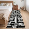 Washable Modern Striped Printed Rug Non Slip Low Pile Rug Soft Geometric Floor Cover Foldable Indoor Carpet for Living Room Bedroom Playroom Nursery - 2 of 4