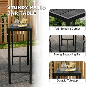 Outdoor Patio Swivel Bar Set with Red Cushions, Includes 2 High Bar Stools and 1 Bar Table, for Bistro & Patio - 1 of 3
