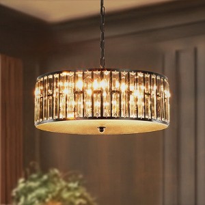 Rennnsan Molvyn 19" W 6 - Light Drum Crystal Modern Glam Dimmable Chandelier in Black - 1 of 4