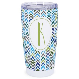 Elanze Designs K Monogram Herringbone Arrows Wrap-Around Design 20 Ounce Stainless Steel On-The-Go Coffee Mug, Thermal Travel Tumbler with Leak - 1 of 4