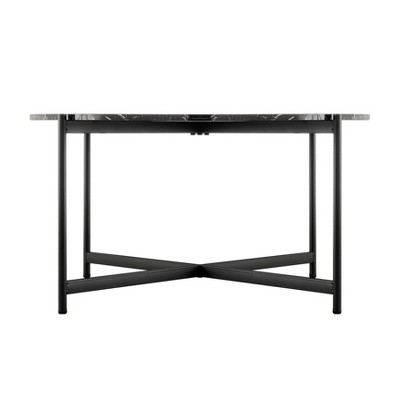 Elegant 36" Round Black Marble & Metal Coffee Table