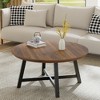 36" Round Coffee Table, Large Accent Tables with Adjustable Feet, Living Room Tables with Thickened Legs and Designed Wood Grain, Easy Assemble - 4 of 4