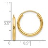Black Bow Jewelry 2mm x 18mm 14k Yellow Gold Polished Round Endless Hoop Earrings - 4 of 4