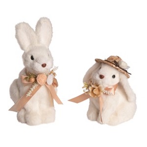 Transpac Foam 9.06 in. Off-White Easter Neutral Garden Bunny Set of 2 - 1 of 2