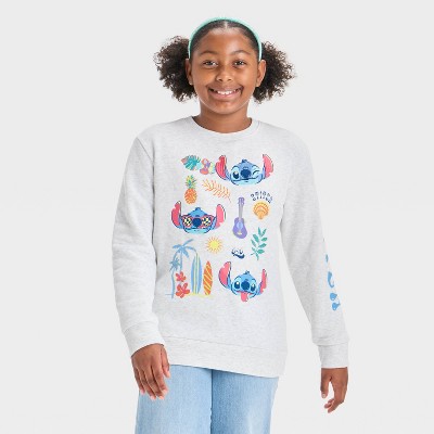 Girls' Lilo & Stitch Oversized Sweatshirt - Oatmeal