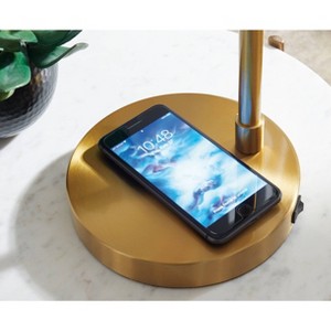 Abanson Desk Lamp Amber/Gold - Signature Design by Ashley: Metallic Finish, USB Port, Wireless Charging - 1 of 4
