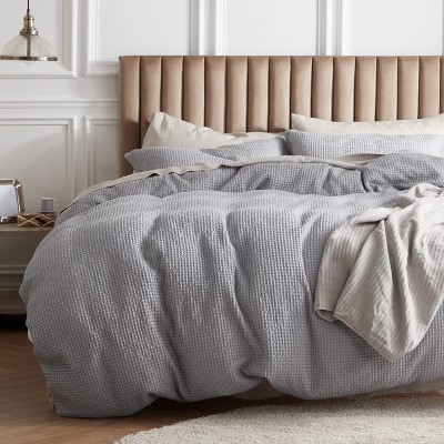 Bedsure | 2/3 Pcs 100% Cotton Waffle Weave Duvet Cover Set Bedding Set