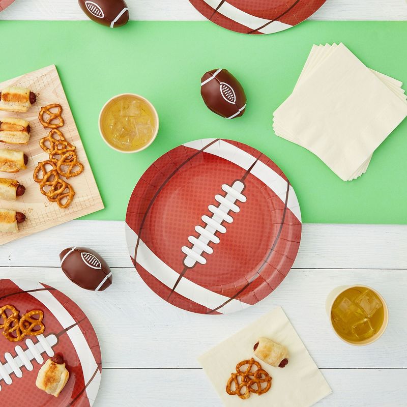 Blue Panda 80-Pack Football Paper Plates - Football Themed Birthday Party, Tailgate Party Supplies (9 In), 2 of 6