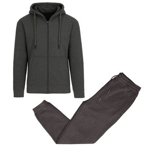 Blu Rock Men's Fleece Lined  Full-Zip Hoodie and Fleece Jogger Sweatpants With Zipper Side Pockets Matching Set - 1 of 4