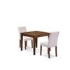 East West Furniture OXAS3-AWA-08 3 Piece Dining Set contain A Wooden Kitchen Table and 2 Mist Beige Linen Fabric Dining Room Chairs Antique Walnut - 2 of 4
