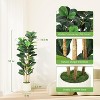 Artificial Fiddle Leaf Fig Tree with Natural Wood Trunk,Tall Fiddle Leaves Plant in White Planter - 4 of 4