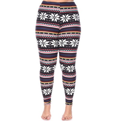 Women's Plus Size Printed Leggings - One Size Fits Most Plus - White Mark