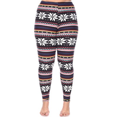 Women's Plus Size Printed Leggings Black/multi One Size Fits Most Plus - White  Mark : Target