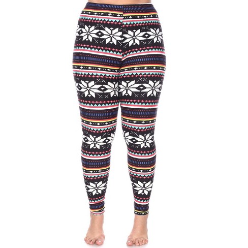 Women's Plus Size Printed Leggings Black/Multi One Size Fits Most Plus -  White Mark