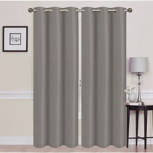Solid Blackout Thermal Grommet Curtain Panels With Foam Backing (Set of 2) - 1 of 3