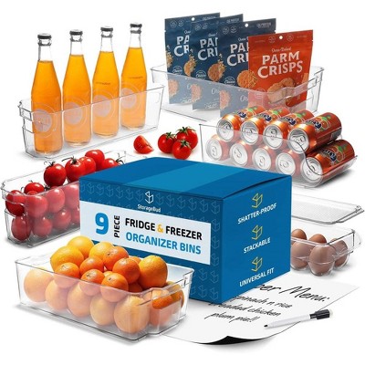 StorageBud Clear Fridge Organizer Bins, Fridge & Freezer Bin Sets