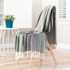 Chanasya Cotton Chevron Throw Blanket With Tassels (50x65 Inches) Black - 3 of 4