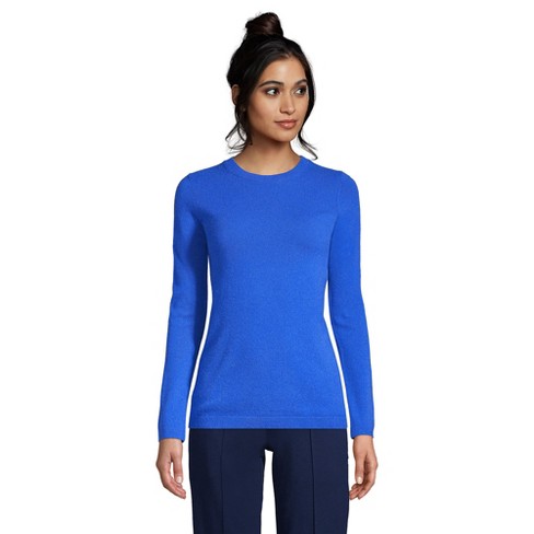 Lands' End Women's Cashmere Crewneck Sweater - Large - Royal Cobalt : Target