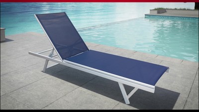 Black Weather-Resistant Mesh Armless Reclining Patio Chaise Lounger