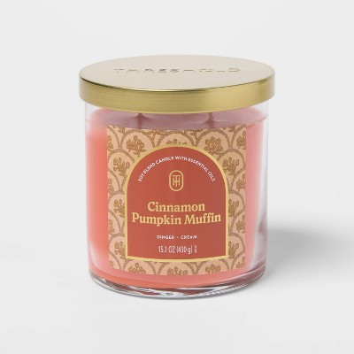2 Wick 15.1oz Lidded Jar Candle Cinnamon Pumpkin Muffin - Threshold™