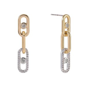 Daisy Fuentes Two Tone Oval Link Earrings with CZ Stone Accents - 1 of 4