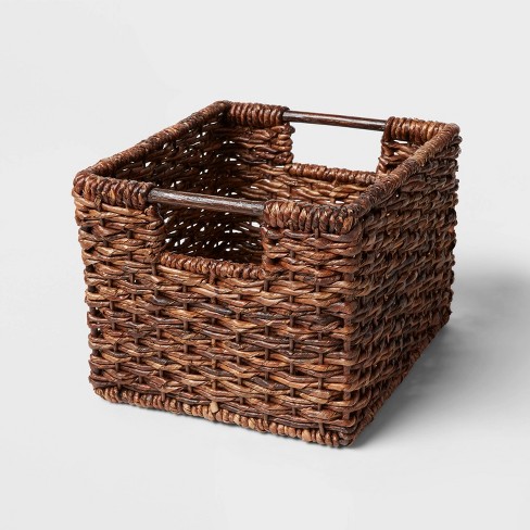 Small Woven Abaca Crate - Brightroom™: Handwoven Decorative Basket, Lacquered Brown, Fits 11 ...
