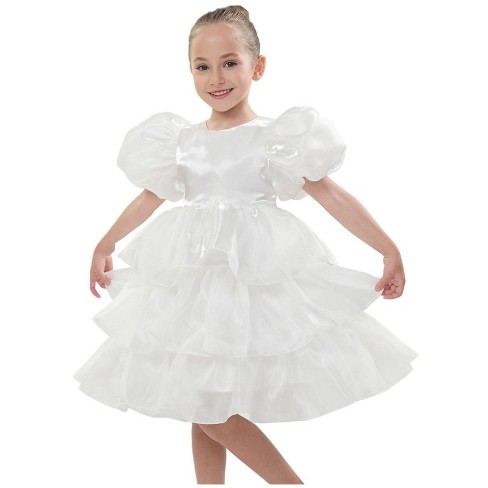 2Bunnies Girls' Organza Puff Sleeve Bow Tiered Fit & Flare Dress - image 1 of 4