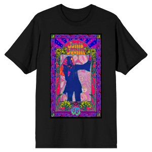 Janis Joplin New Border Print Crew Neck Short Sleeve Men's Black T-shirt - 1 of 3