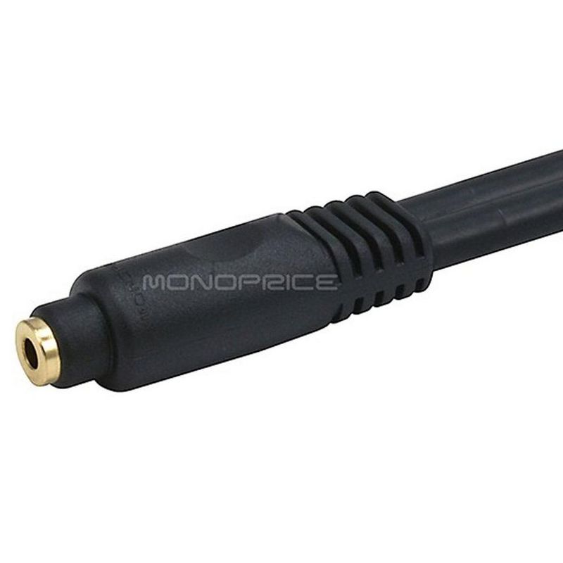 Monoprice Audio Extension Cable - 3 Feet - Black | Premium 3.5mm Stereo Male to 3.5mm Stereo Female 22AWG, Gold Plated, 3 of 4