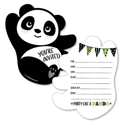 Big Dot of Happiness Party Like a Panda Bear - Shaped Fill-In Invitations - Baby Shower or Birthday Party Invitation Cards with Envelopes - Set of 12