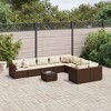 vidaXL Patio Sofa Set with Cushions Lounge Setting Outdoor Furniture Poly Rattan - Brown and Cream 4x Corner 5x Middle Table - 2 of 4