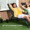 Gulches Outdoor Chaise Lounge, 2-Piece Lounge Chair Set with Wheels, 5 Adjustable Positions, Black, 22" L x 24.5" W x 38.25" H - 2 of 4