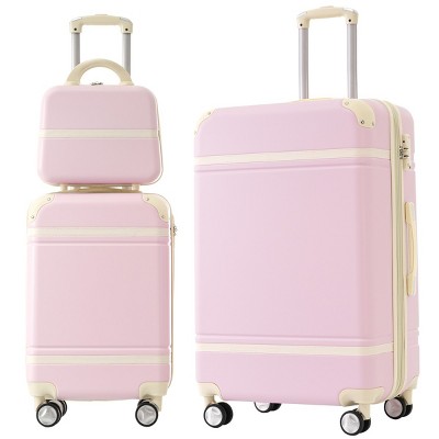 Hardshell Luggage Sets 3 Pieces,Lightweight Spinner Suitcase With Tsa Lock,Expandable Luggage Sets 20"+28" Luggages And Cosmetic Case-Cuddlewood