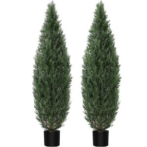 3FT/5FT Artificial Topiary Tree 2-Set,Artificial Cedar Topiary Trees for Outdoor & Indoor Decor - 1 of 4